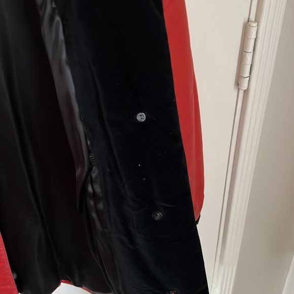 Yves Saint Laurent Rive Gauche Red Leather quilted jacket. velvet cuffs Large. - Picture 5 of 7